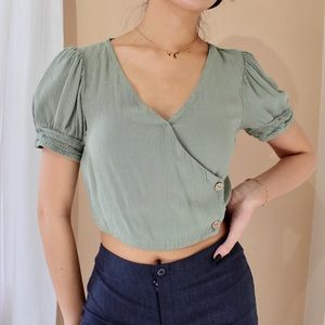 adorable green wrap crop top!